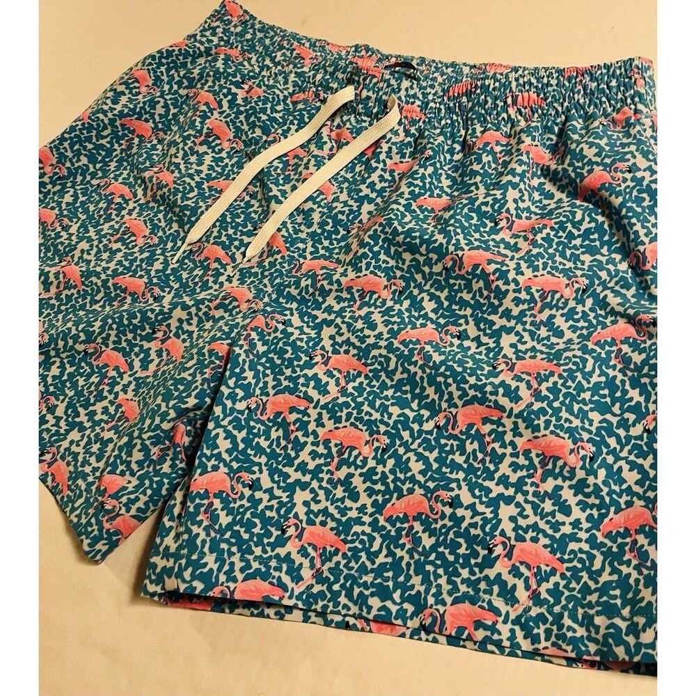 NEW Chubbies Tropical Flamingo All Over Print Swim Trunks Suit Shorts XL Lined